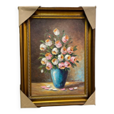 Pink and white flower pot painting
