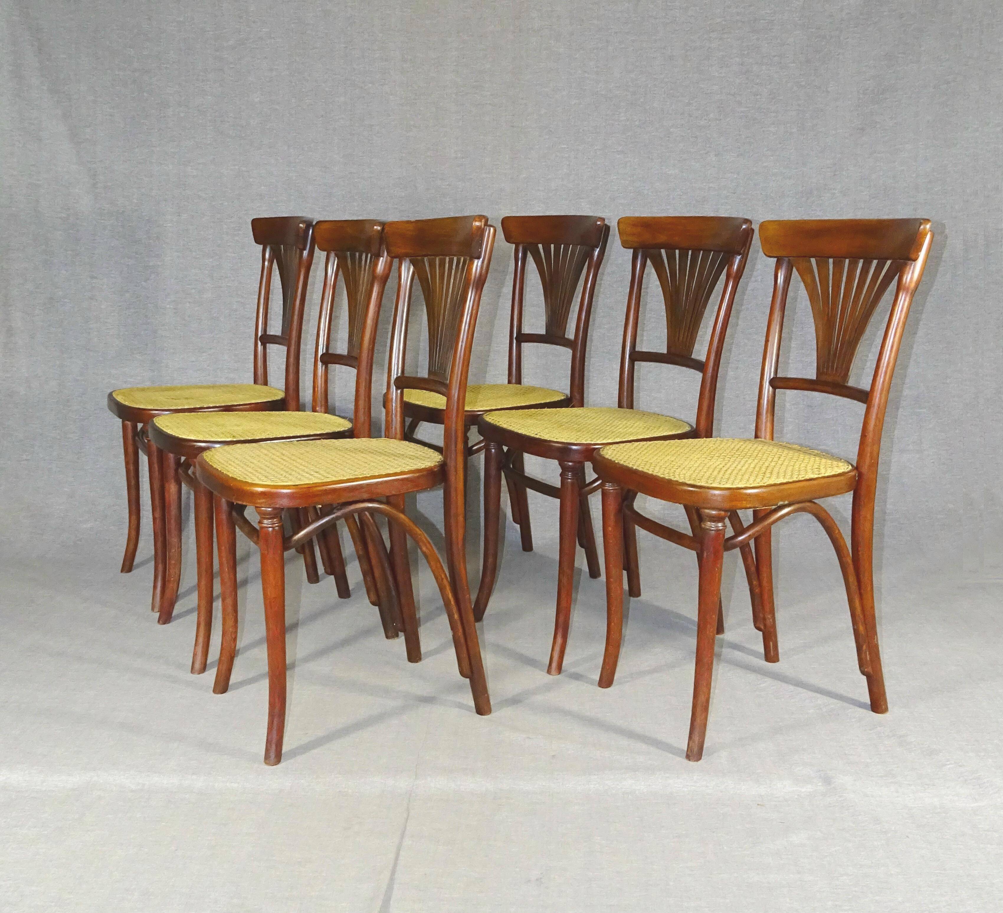 Set of 6 caned chairs, Thonet No. 221, circa 1910