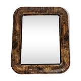 Antique Louis-Philippe mirror, rounded corners, imitation wood, 30 x 37 cm