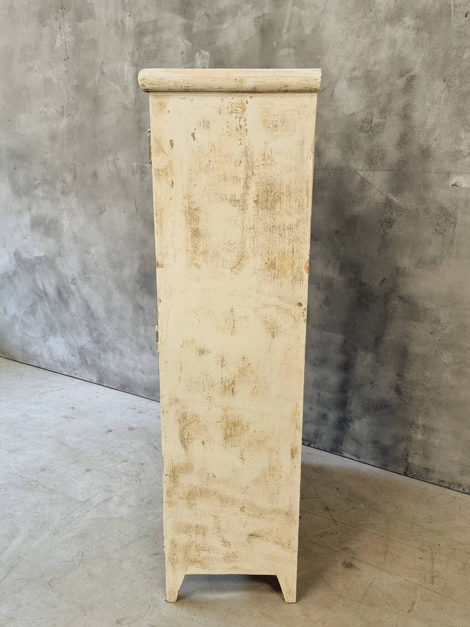 Armoire ancienne française brocante blanche avec tiroirs 83x148 cm