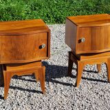 Pair of vintage 50s walnut bedside tables
