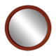 Miroir mural rond orange corail en bois recouvert de tissu - style Mid‑Century, 1950s