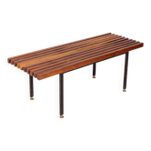 Banc vintage années 60 à lattes en bois de teck design italien