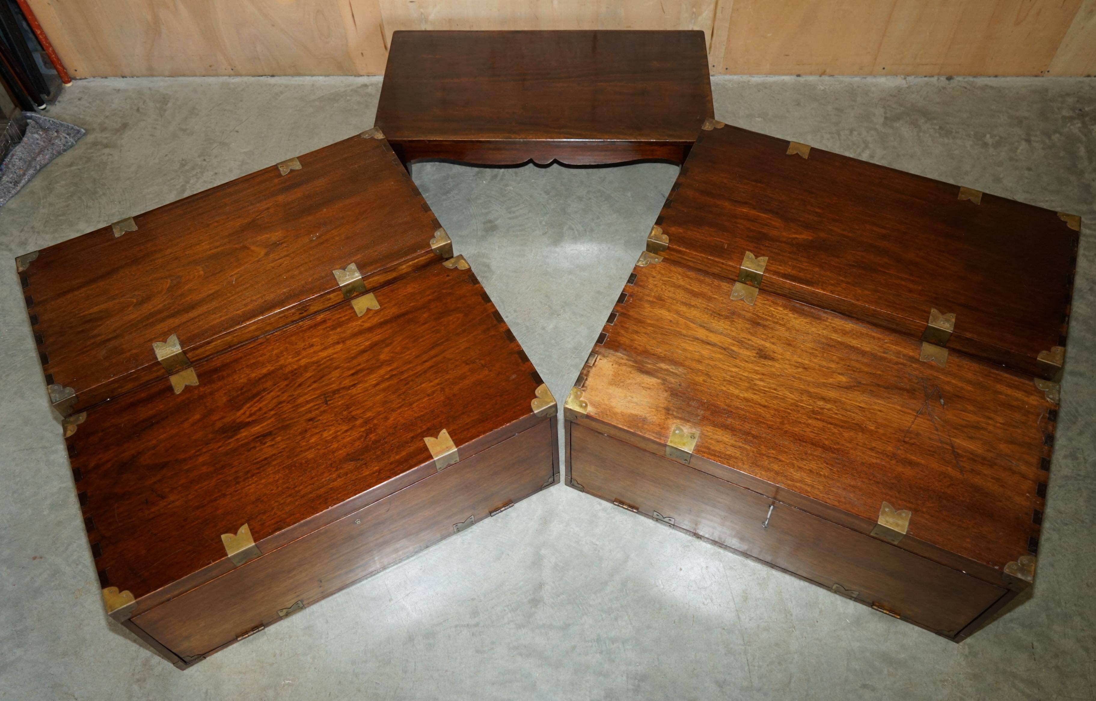 Four stackable Chinese campaign chests, circa 1880.