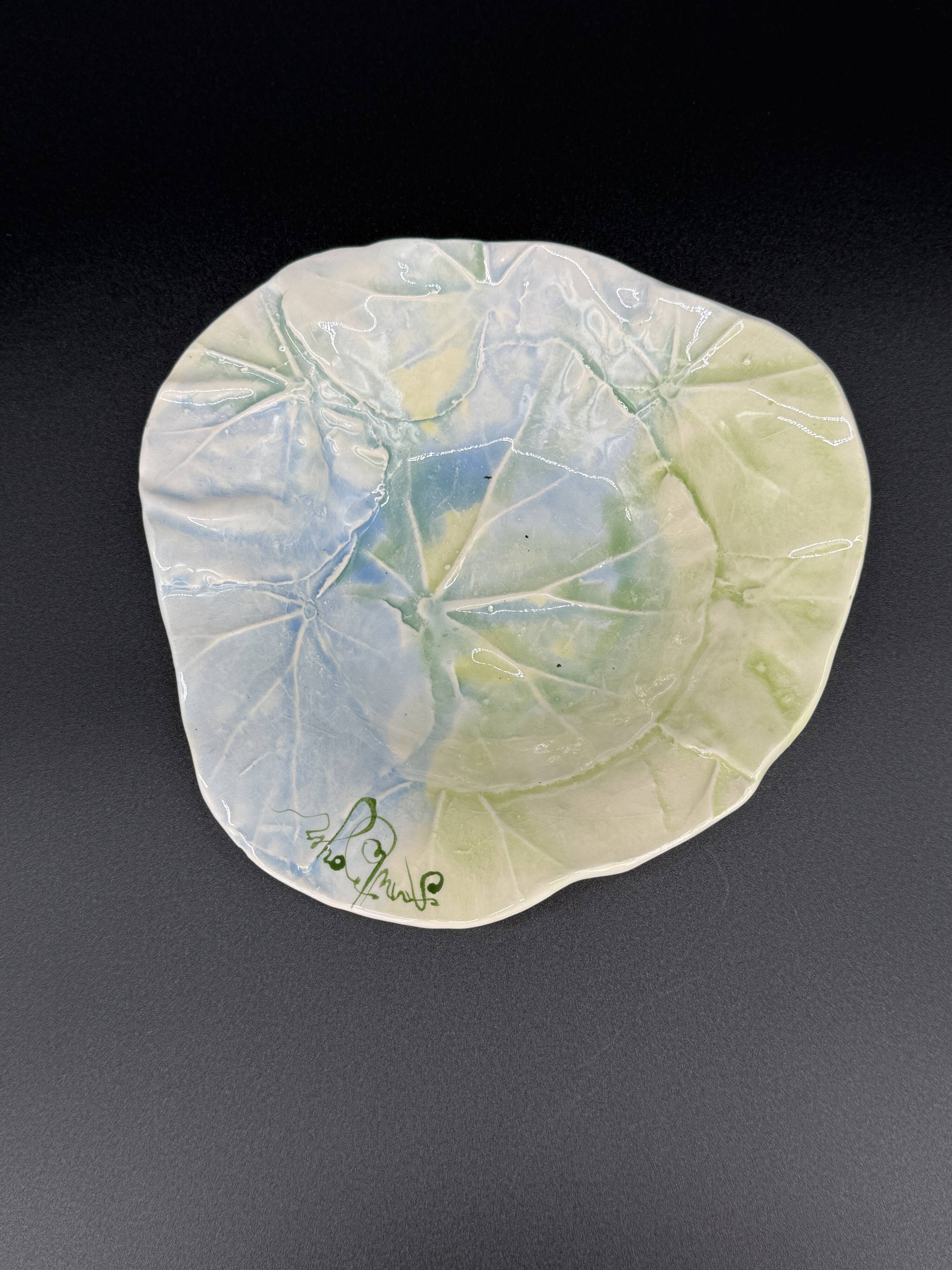 Water leaf ceramic bowl signed Annette Boyer