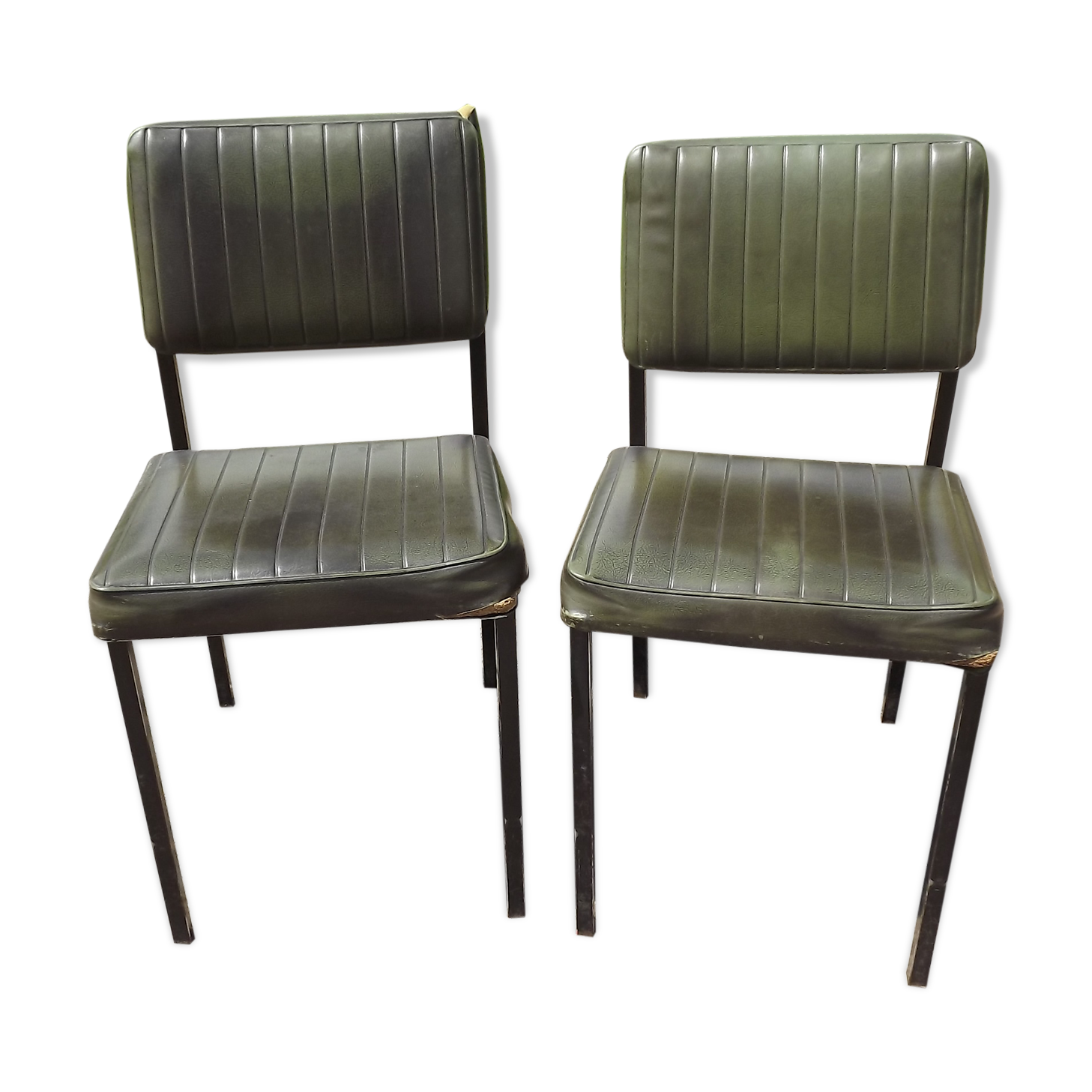 Pair of chairs 60s iron and skai