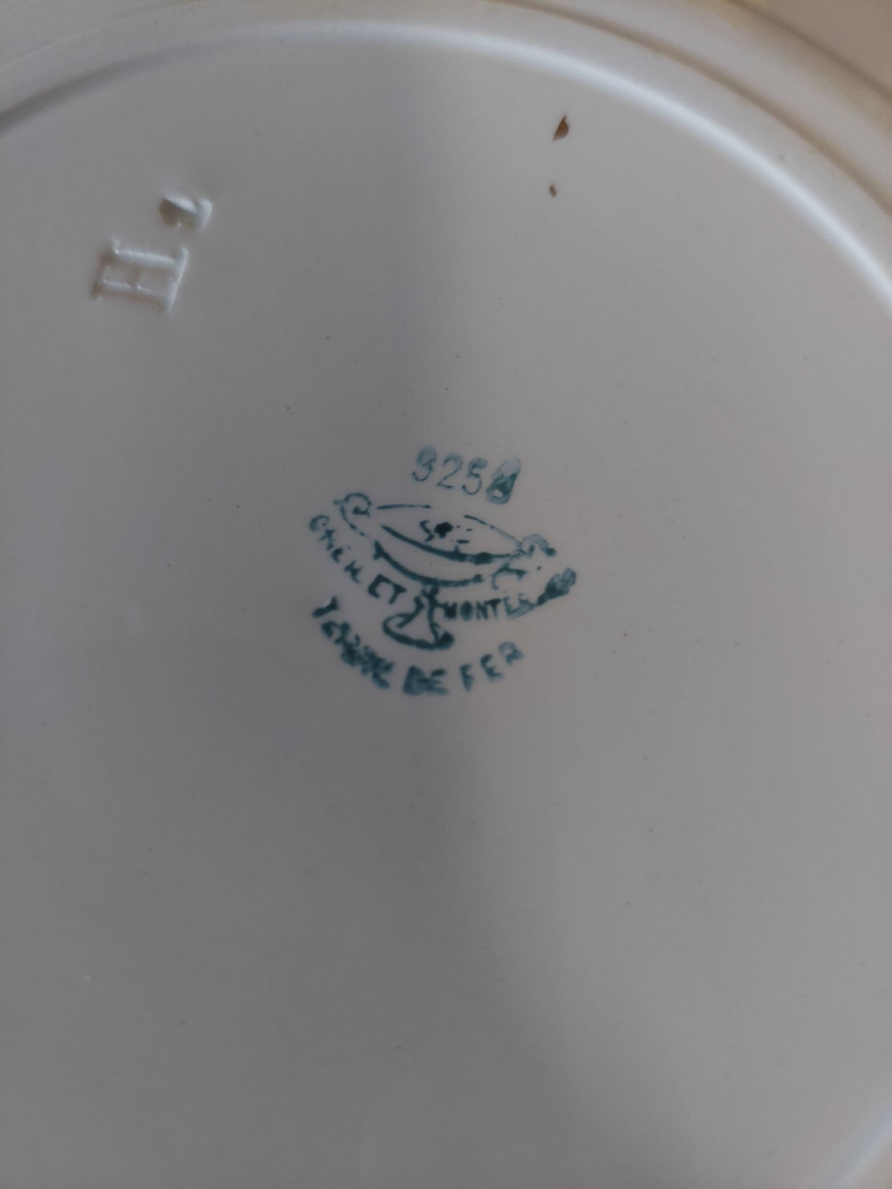 Dessert plates, set of five, Creil Montereau iron earth