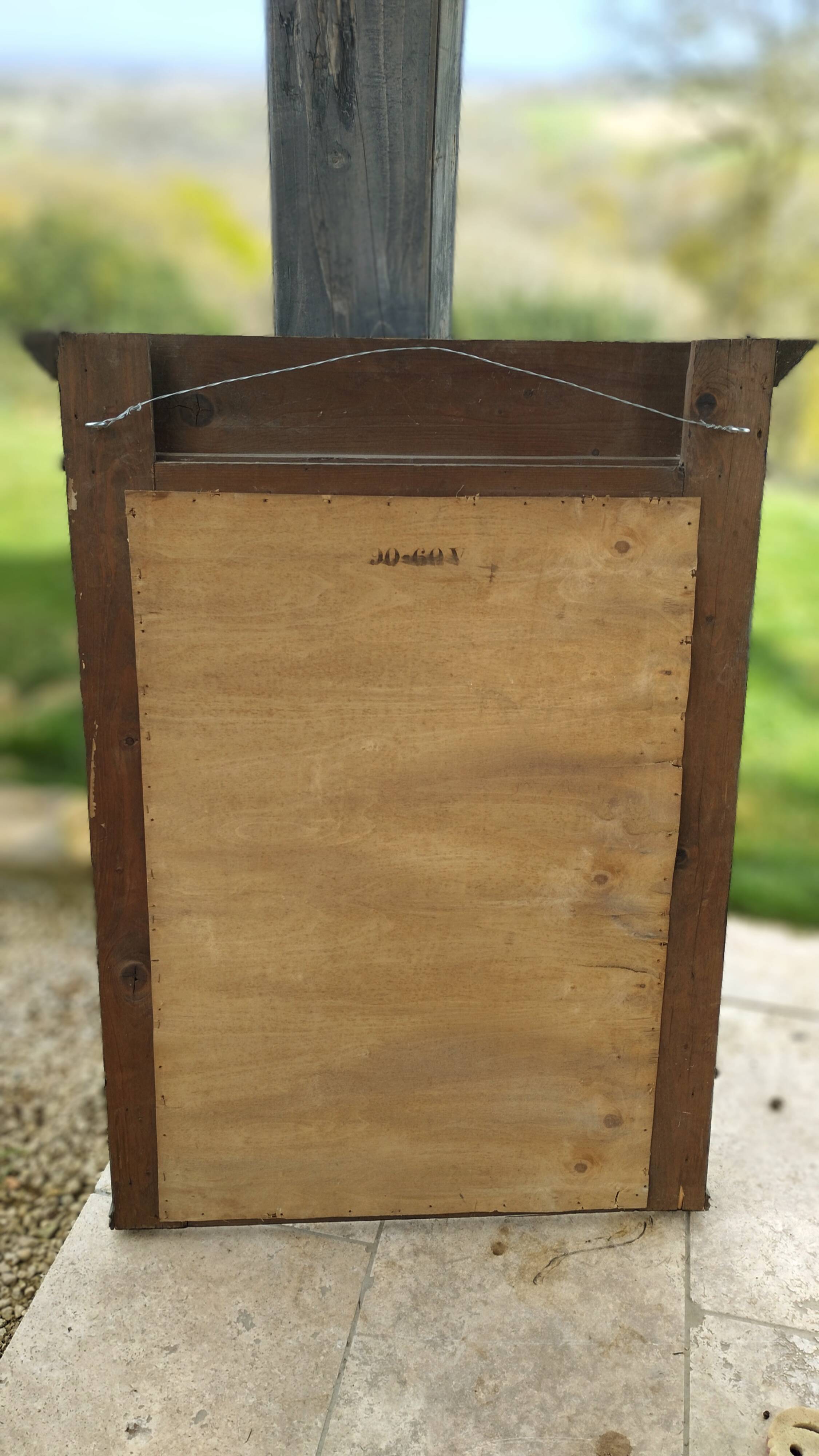 Antique olive green mirror