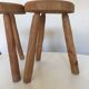 Pair of tripod stools of farm in raw Elm