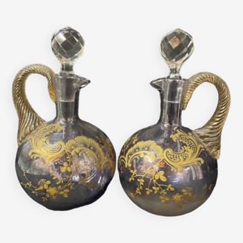 Pair of 19th century Baccarat blocked pitchers