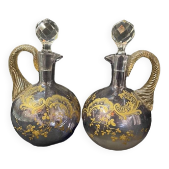 Pair of 19th century Baccarat blocked pitchers