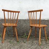 Pair of Scandinavian beech bistro chairs