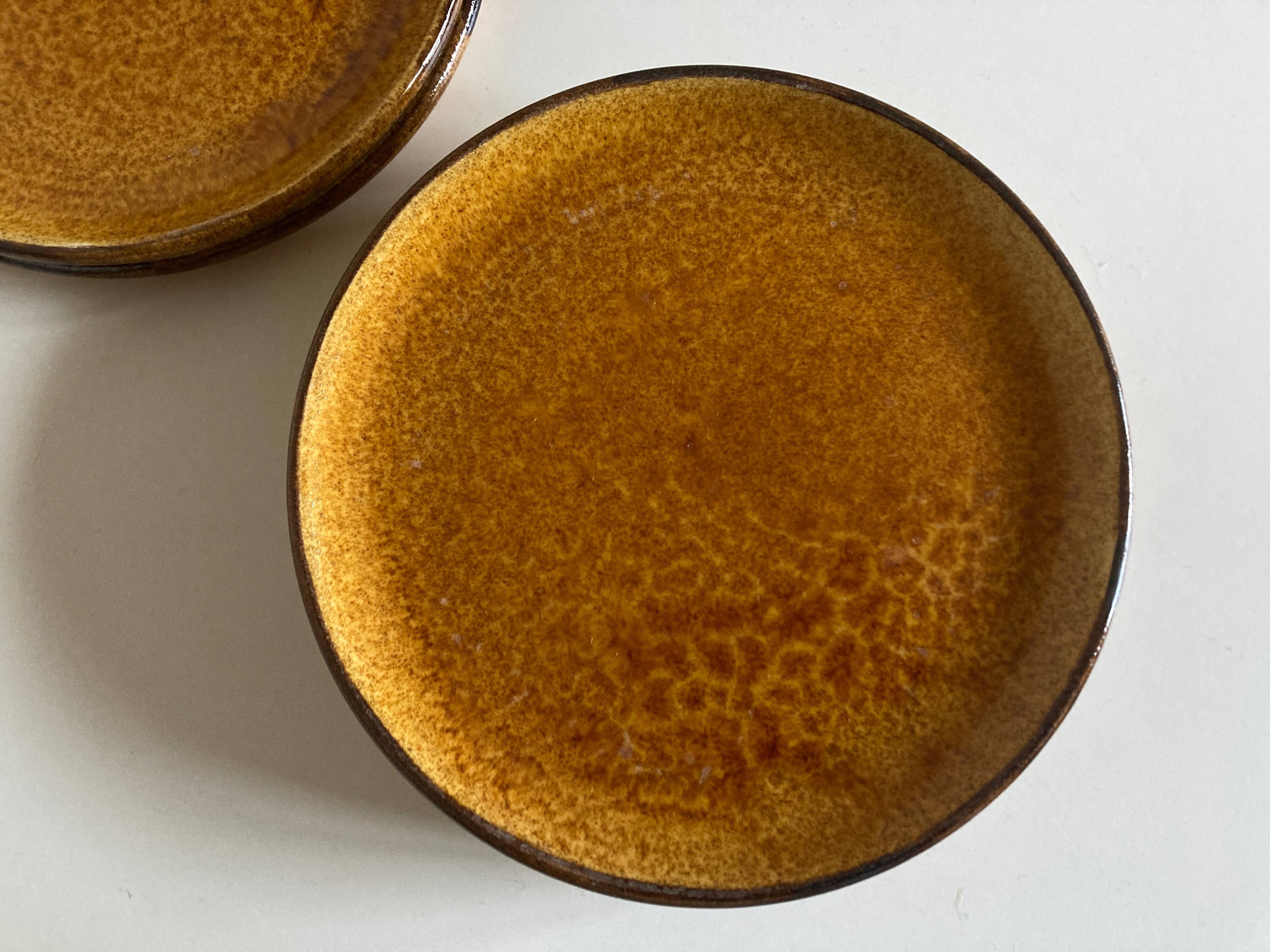 Set of 6 Dieulefit glazed earthenware plates workshop Mourre Milon 1970