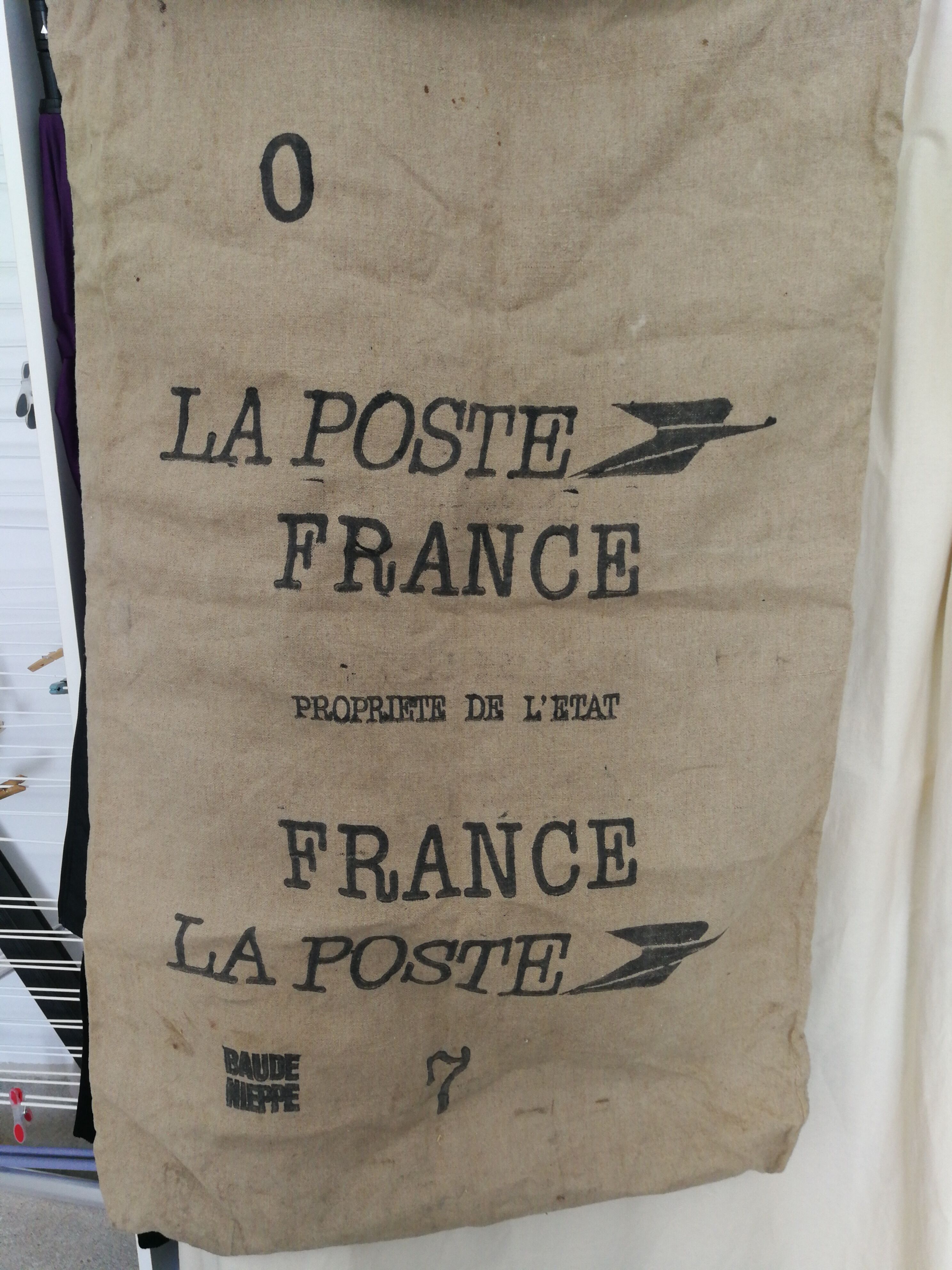Burlap postal bag '' la poste ''