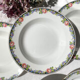 6 Digoin opaque porcelain soup plates with floral pattern "3984"
