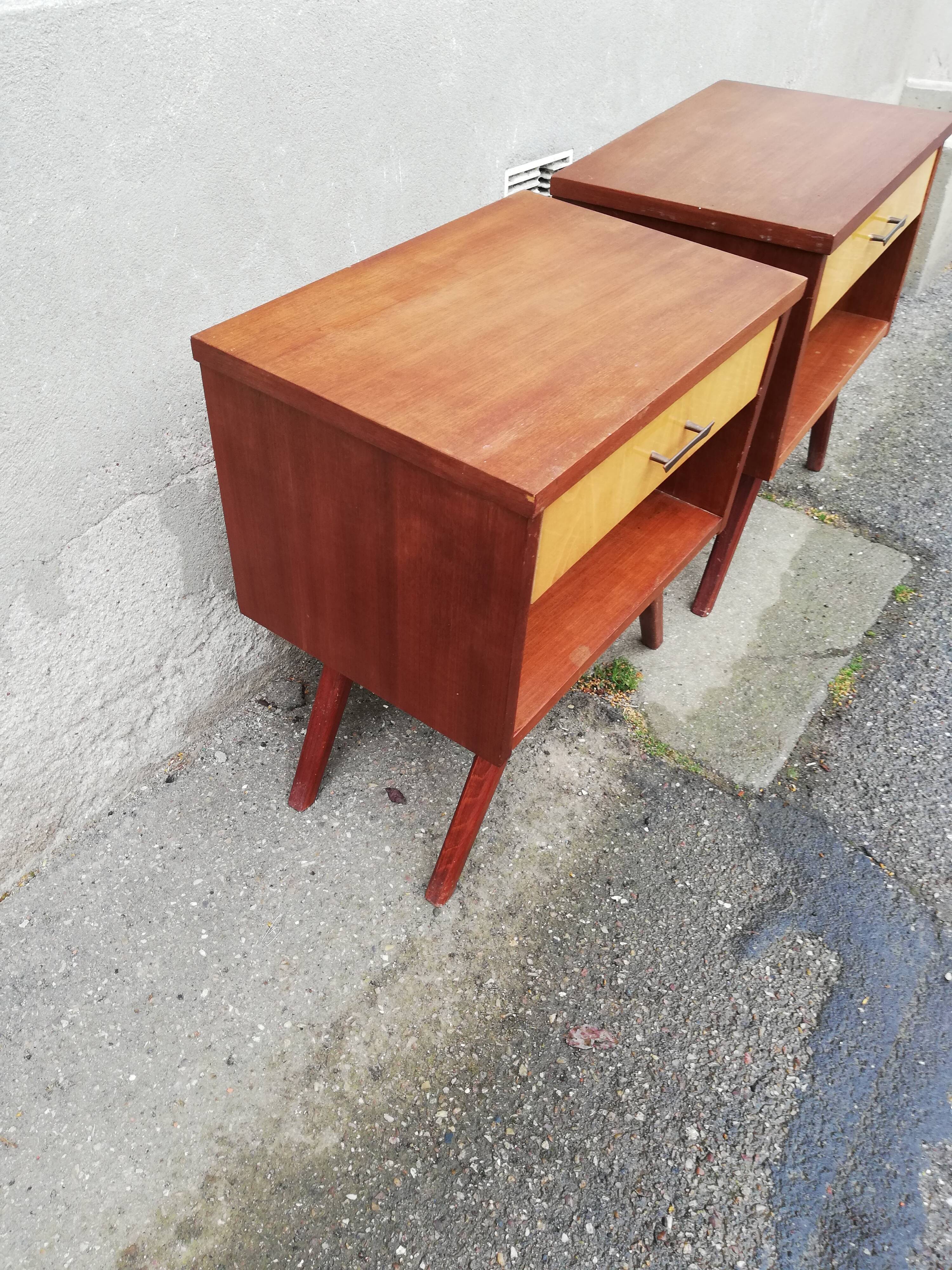 Pair of vintage bedsides 1 drawer