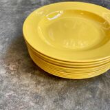 11 hollow plates in yellow earthenware