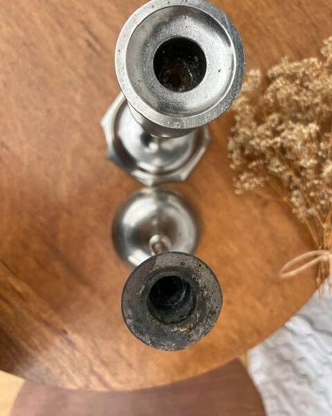 Set of 2 vintage silver candle holders