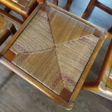 Set of 6 vintage straw chairs – Pierre Cruège – 1950s