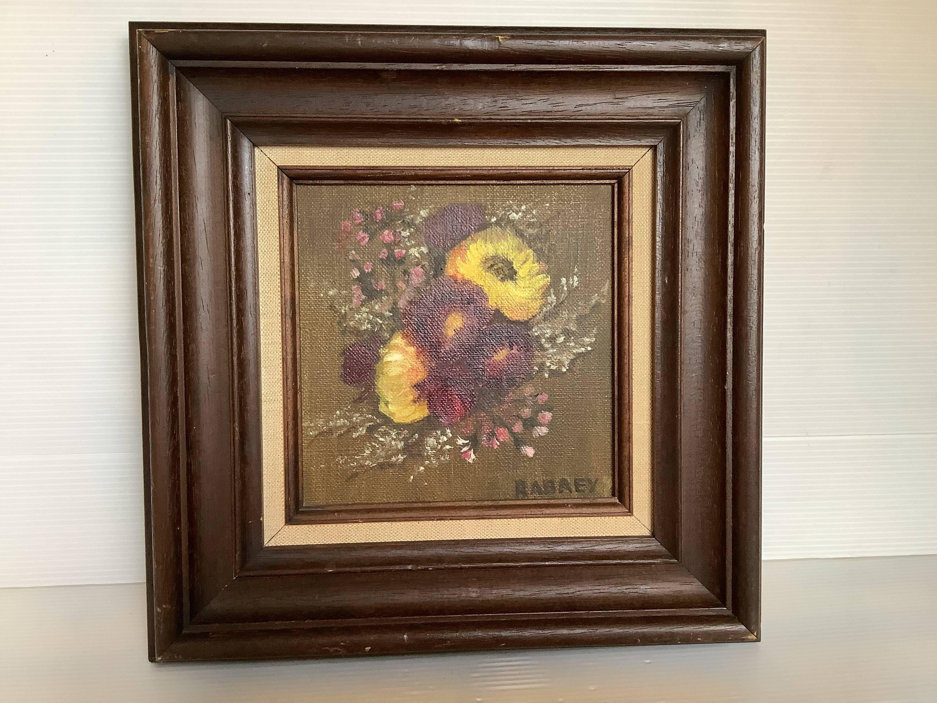 Bouquet of flowers oil on canvas painting Rabaey