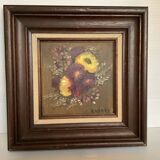 Tableau bouquet de fleurs huile sur toile Rabaey