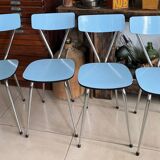 Set of 4 blue Formica chairs