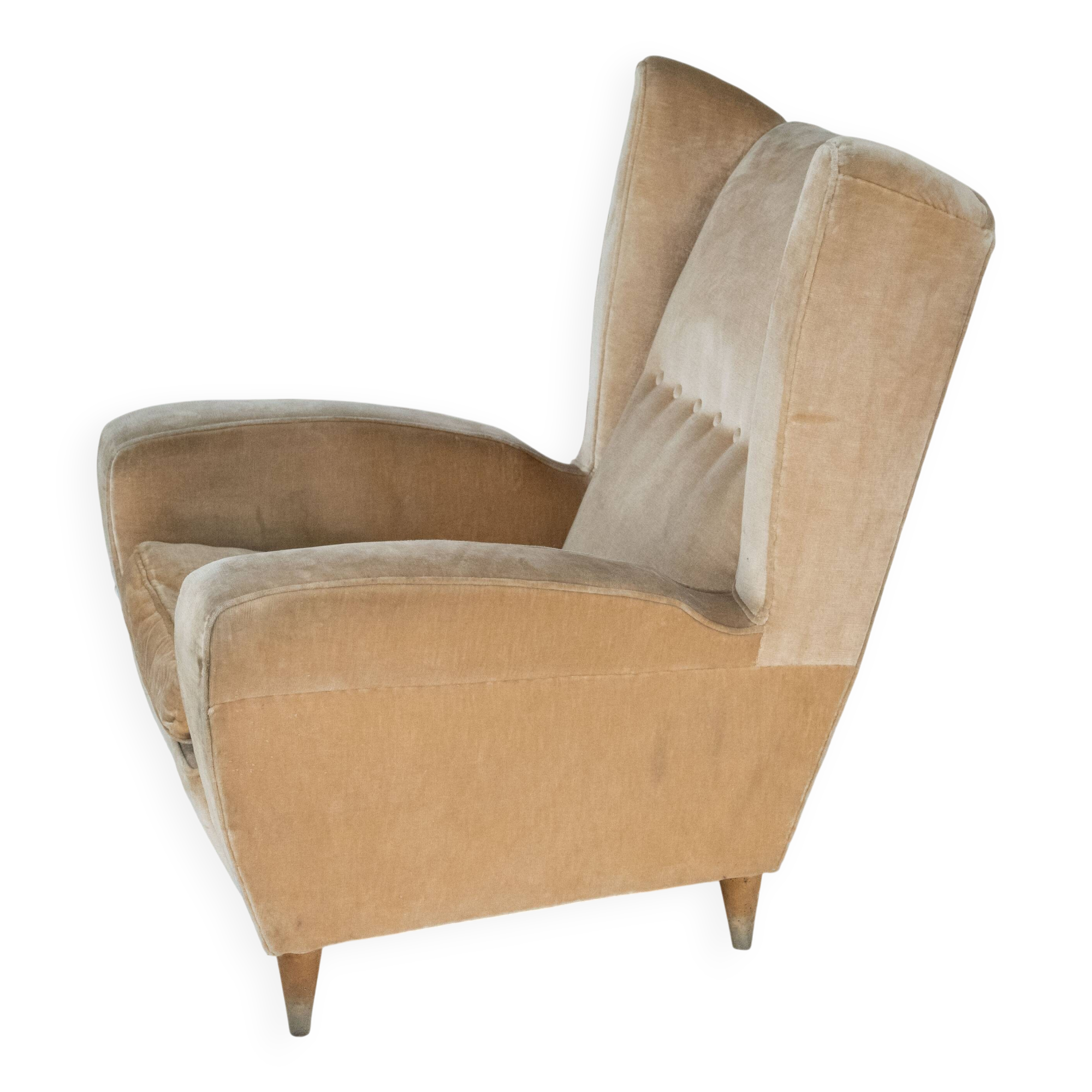 Mid-Century attributed Melchiorre Bega single Armchair in velvet. Italy 195