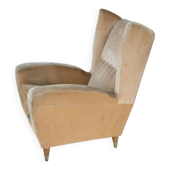 Mid-Century attributed Melchiorre Bega single Armchair in velvet. Italy 195