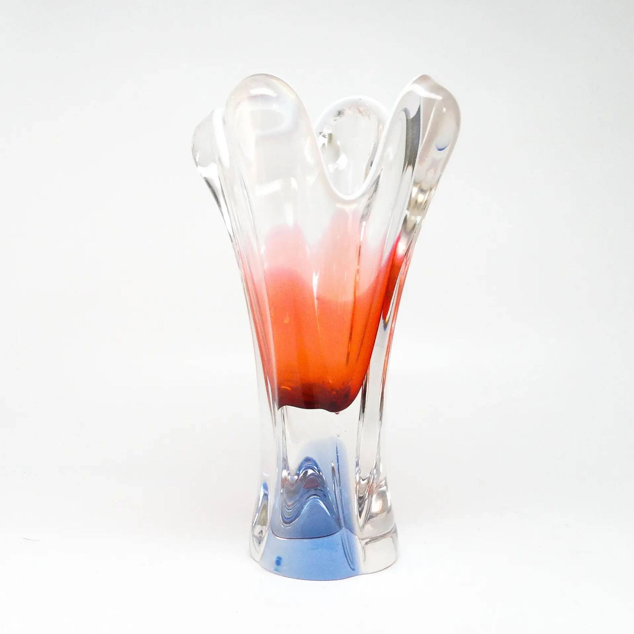 Mid-century modern vase, glass, designed by J. Hospodka, Czechoslovakia, 1960s