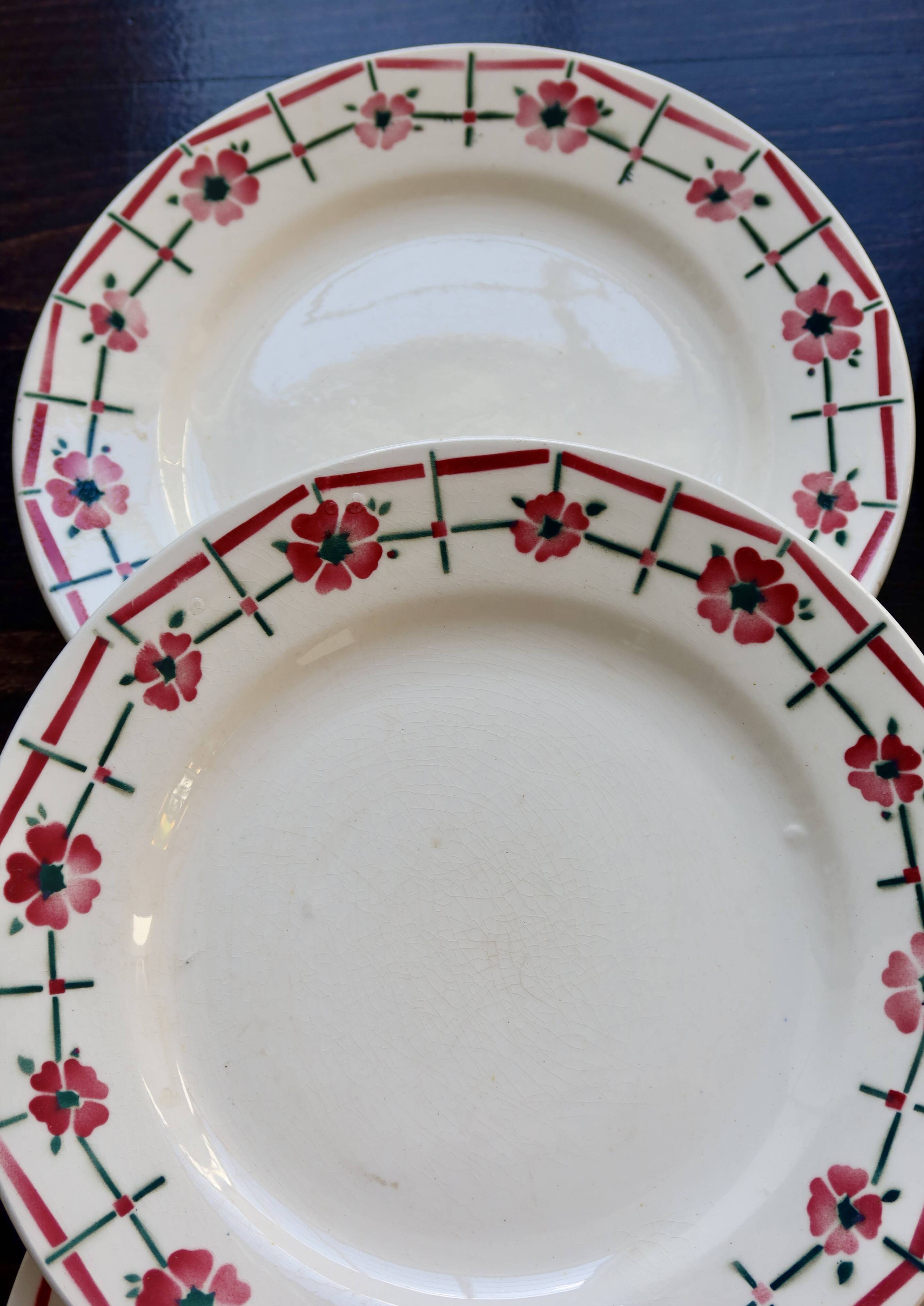 6 vintage ironstone dinner plates from Céranord Saint-Amand - Monique