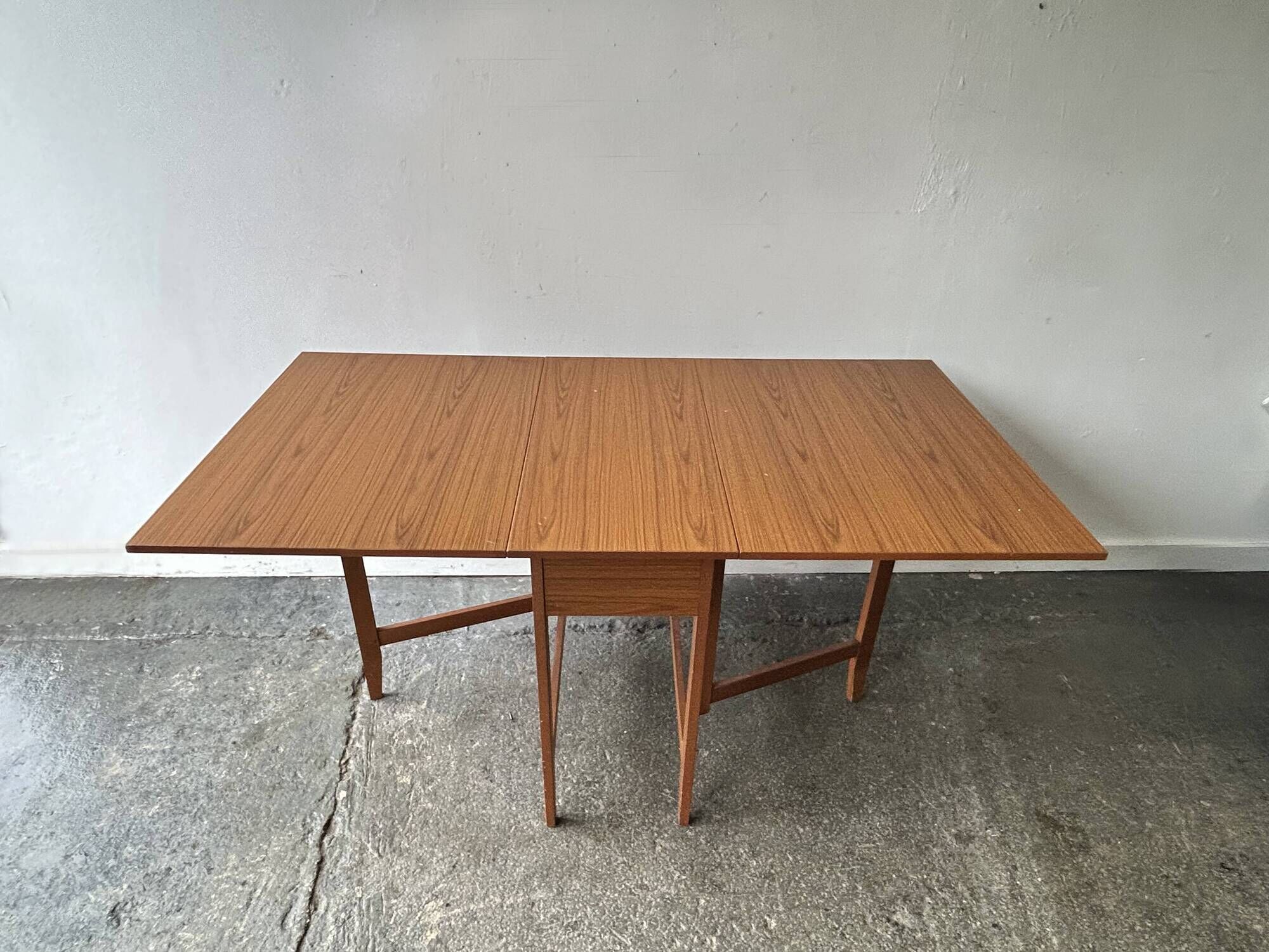 Schreiber Mid Century Vintage Teak Effect Formica Drop Leaf Gateleg Dining