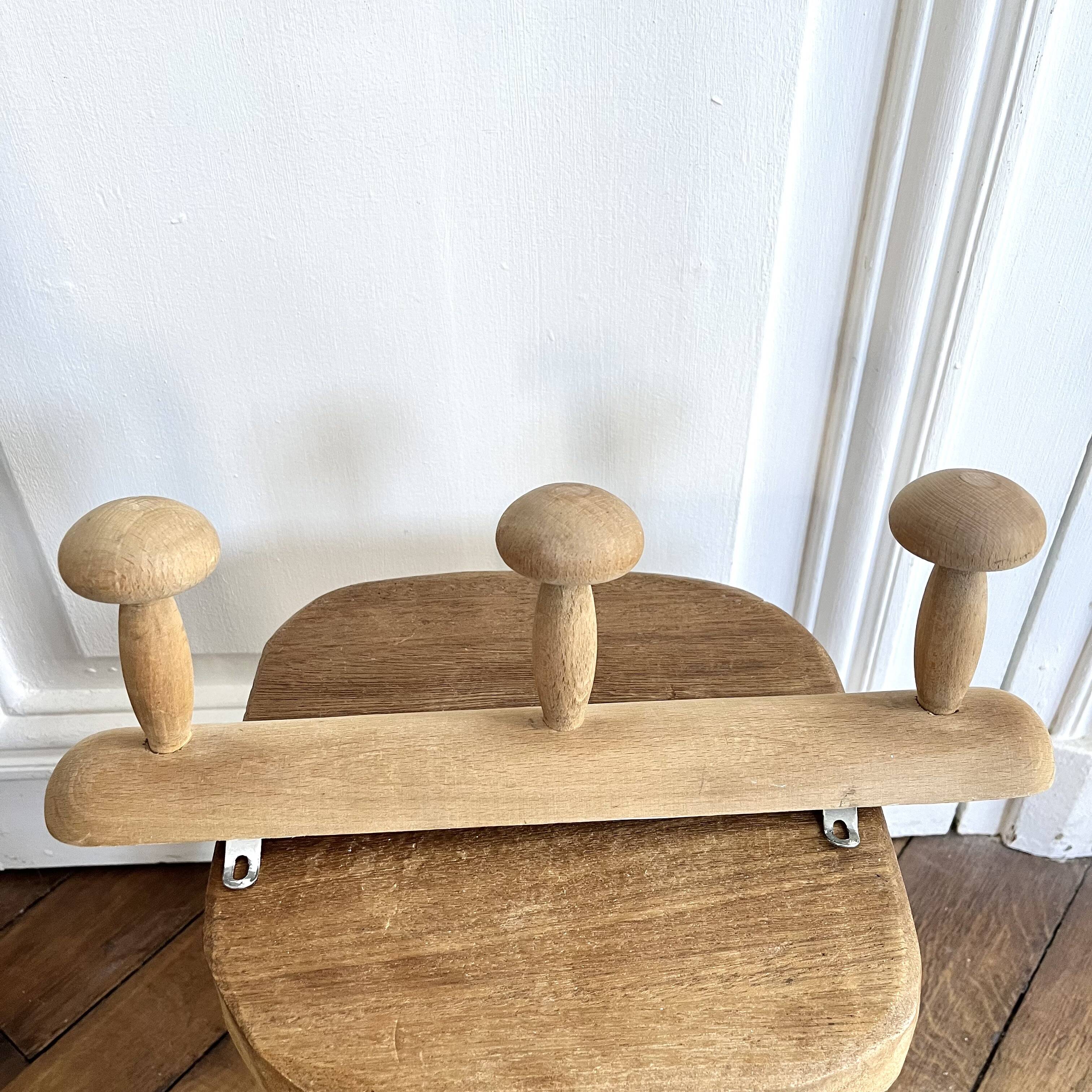 Vintage coat rack with 3 mushrooms