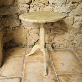 Side table, pedestal table patinated with natural pigments