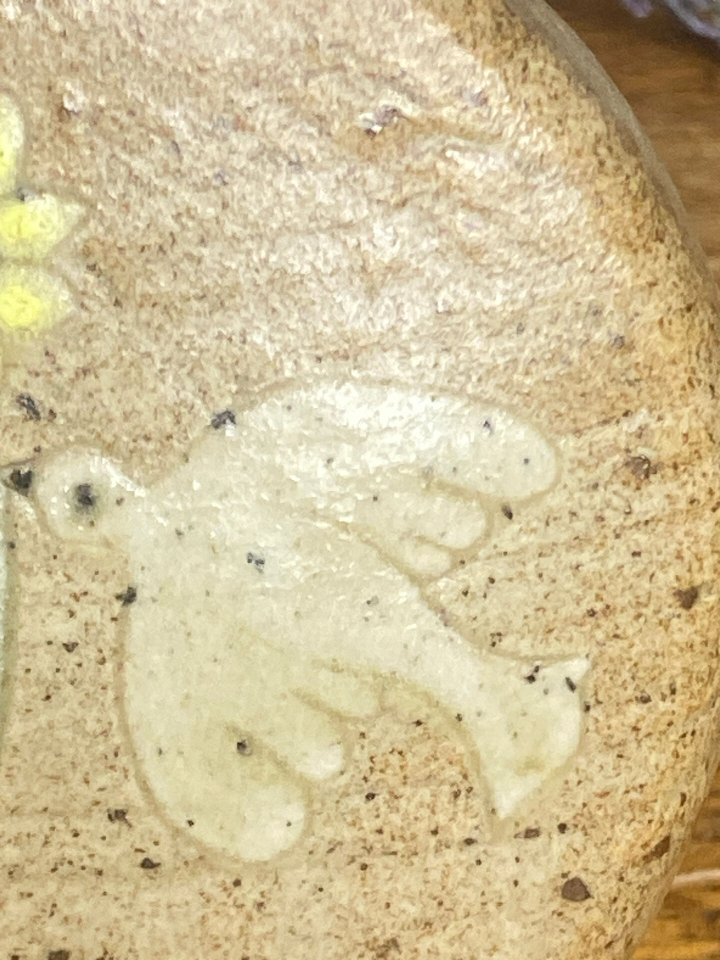 Glazed and decorated stoneware flower holder