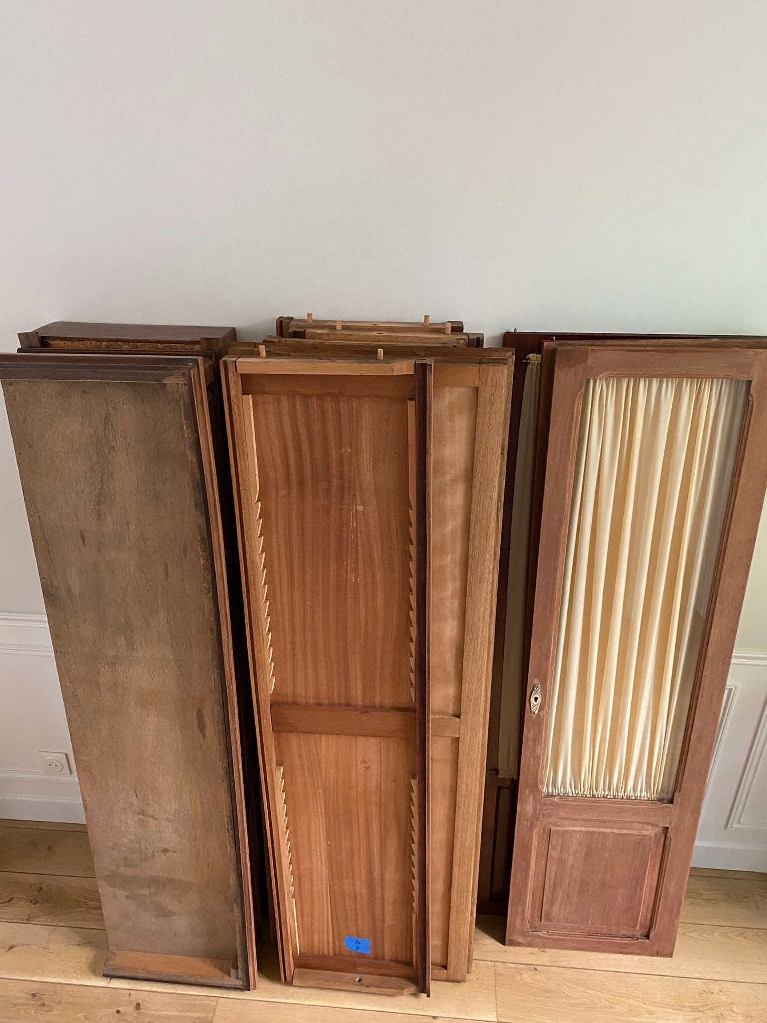 Showcase three vintage glass doors