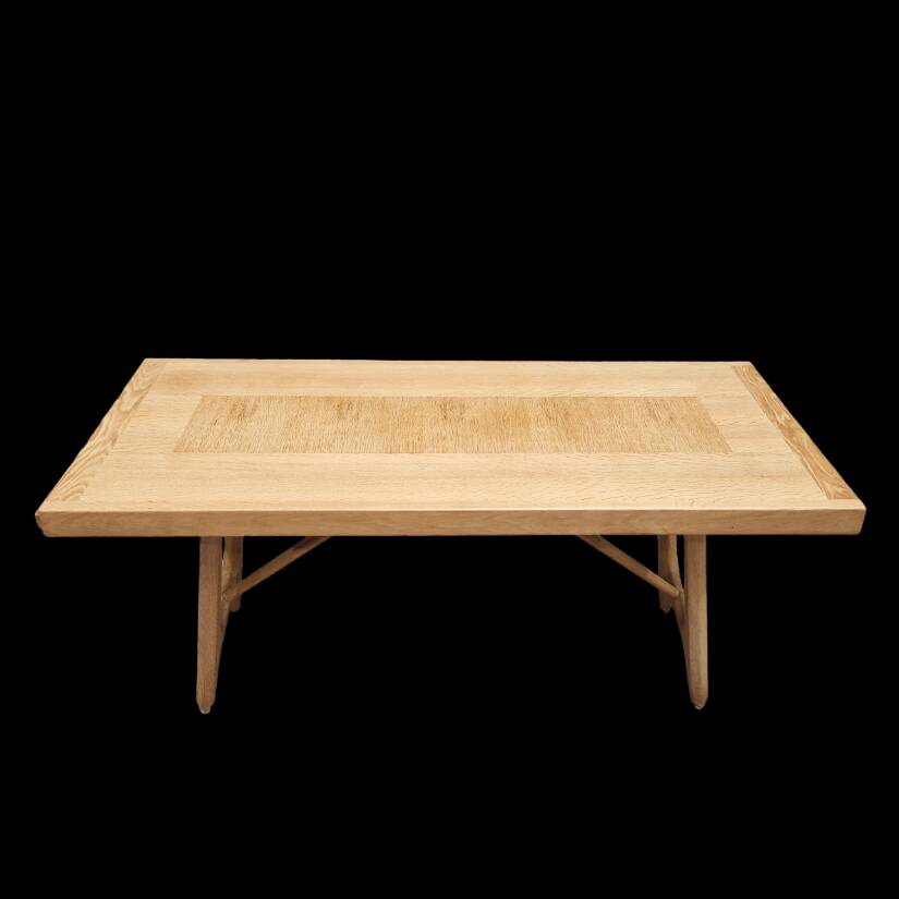 Table à Manger Vintage En Chêne Et Marqueterie De Chêne, Guillerme Et Chambron