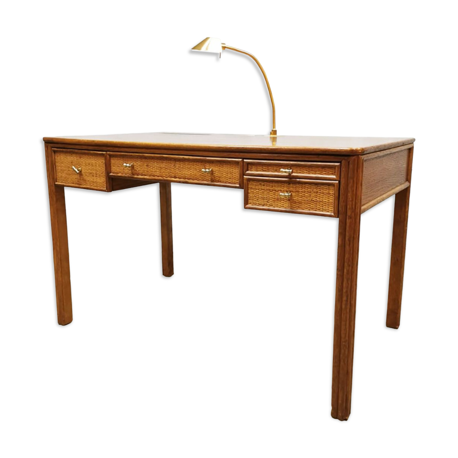 Vintage rattan caned desk Eleanor Forbes Mcguire San Francisco