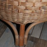 Pouf in osier and rattan from the 70s