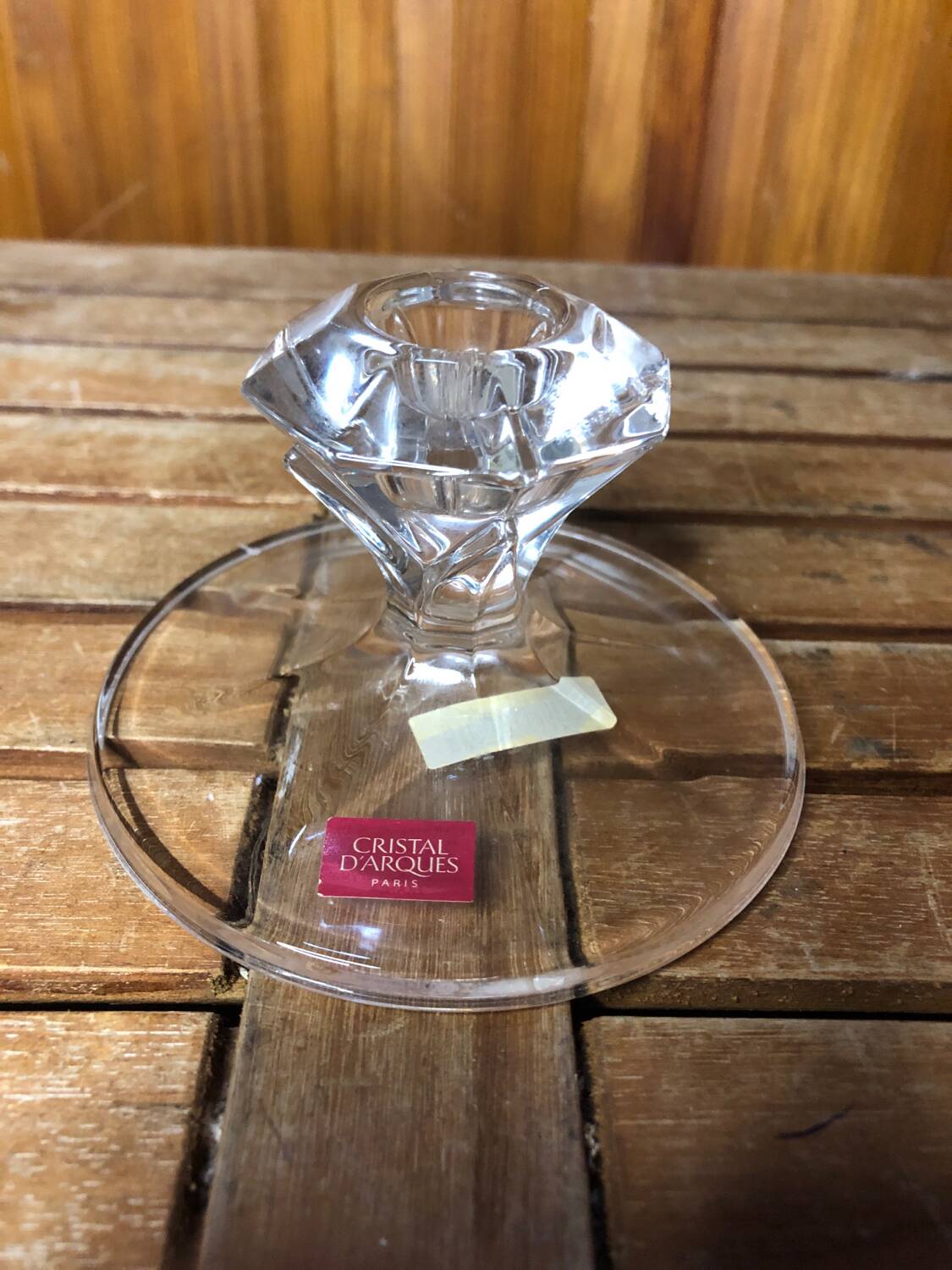 Old pair of cristal d'arques candle holders vintage crystal