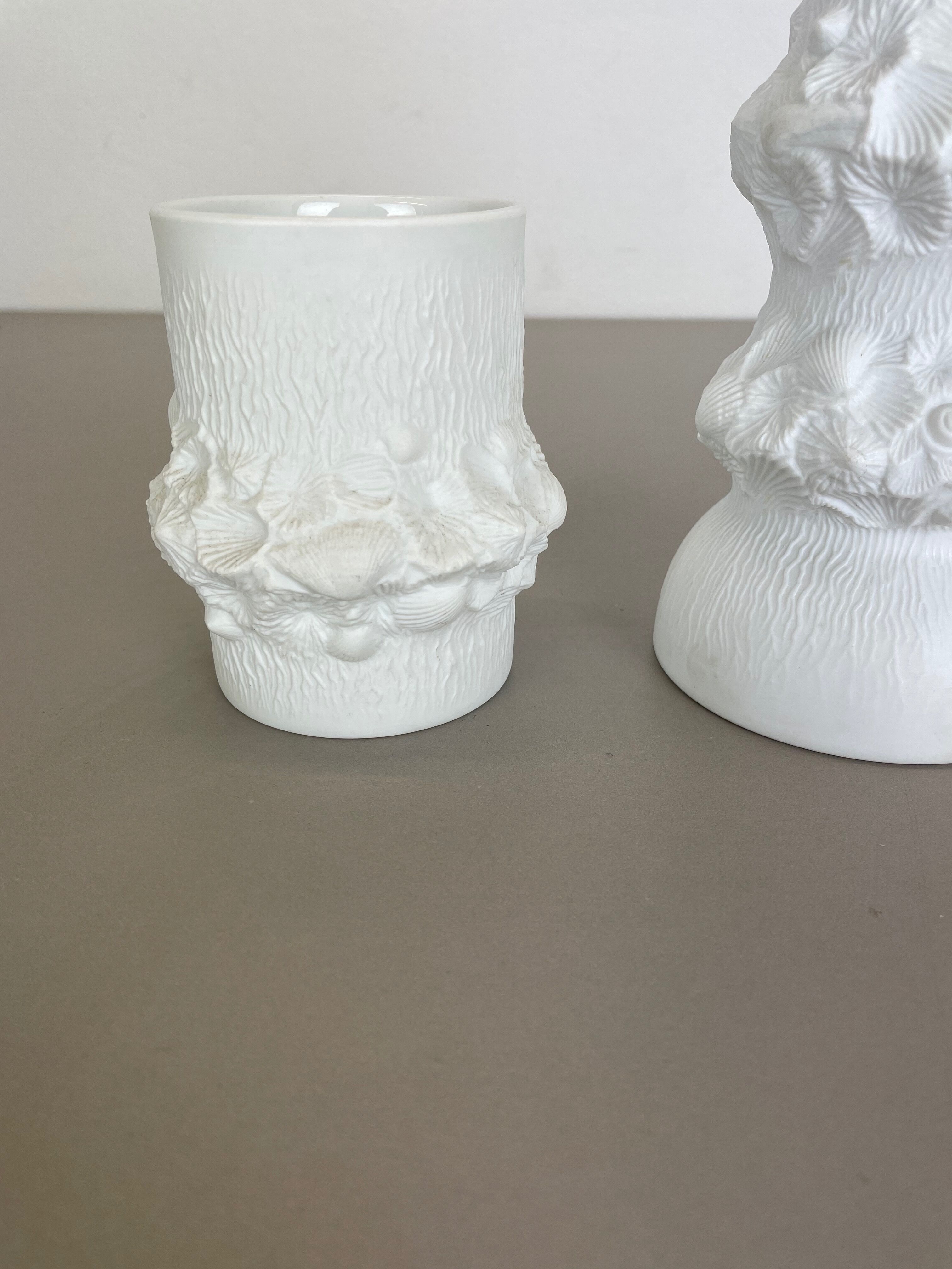 Set of 3 Original OP Art Biscuit Porcelain Vases by AK Kaiser, Germany, 1970s