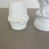 Set of 3 Original OP Art Biscuit Porcelain Vases by AK Kaiser, Germany, 1970s