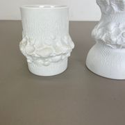Set of 3 Original OP Art Biscuit Porcelain Vases by AK Kaiser, Germany, 1970s
