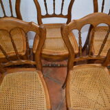 Ensemble de 5 chaises cannées en hêtre