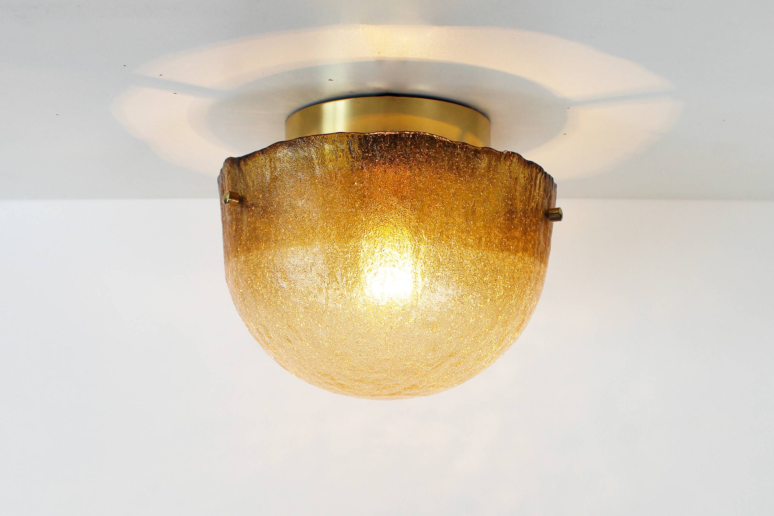 Brass and muranoglass 'Citrus' flush mount light by Hillebrand