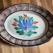 Ceramic plate, antique late 19th - early 20th century, known as "Cul-noir" from Normandy.