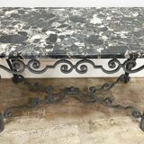 Art deco center table in wrought iron with marble top