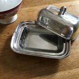 Butter dish metal and glass