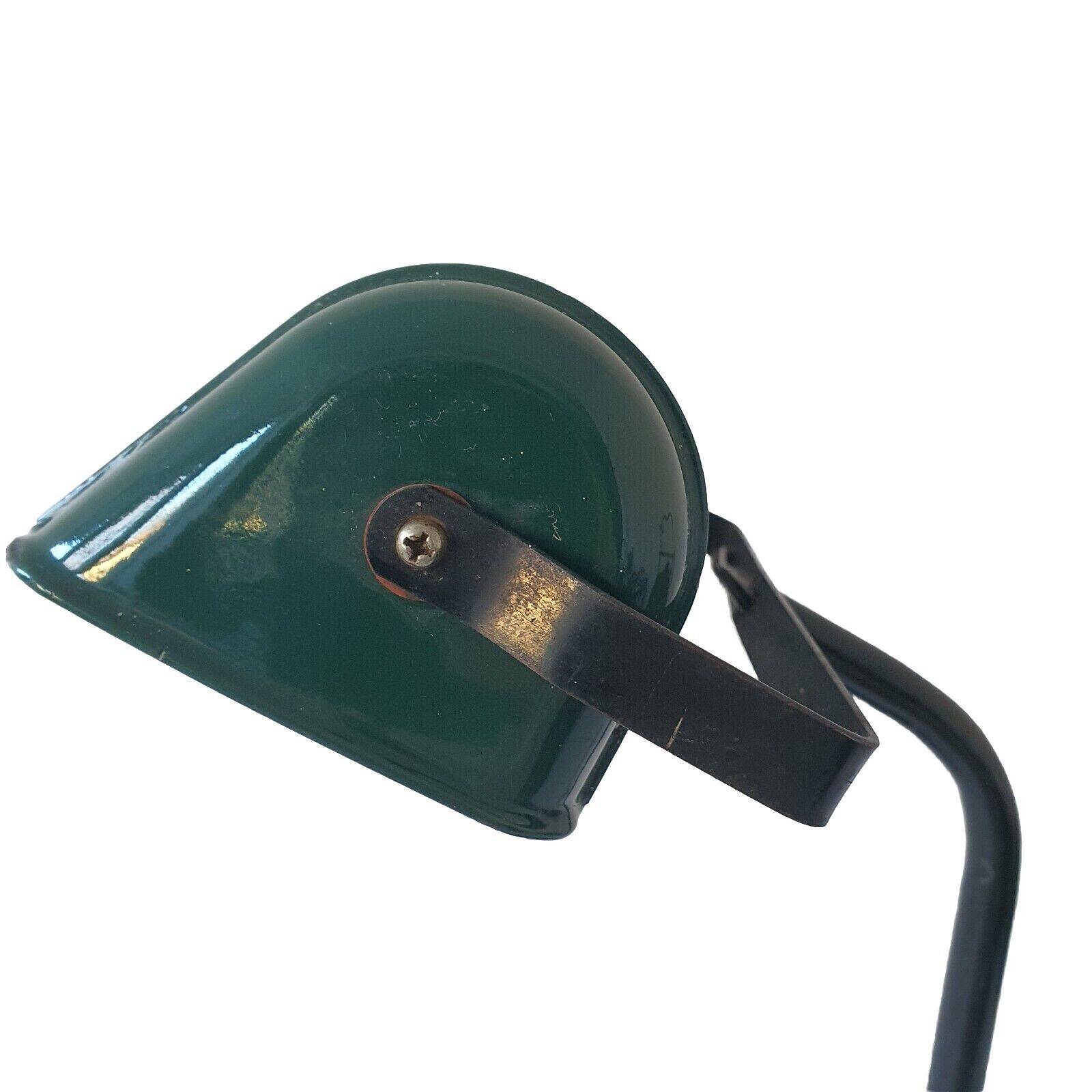 Old Vintage Functional Art Deco Green Enameled Industrial Desk Lamp