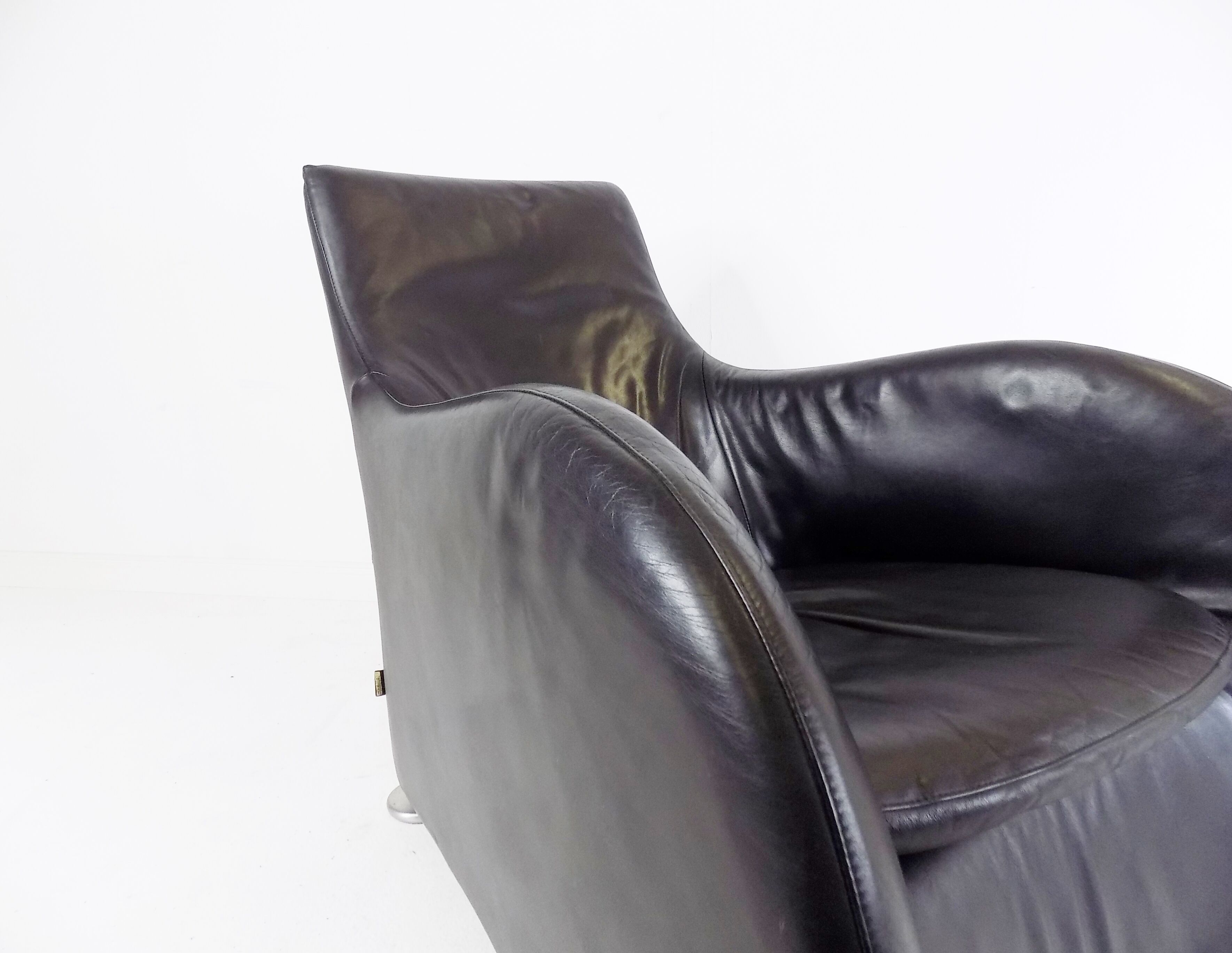 Montis Loge leather armchair with ottoman by Gerard van den Berg