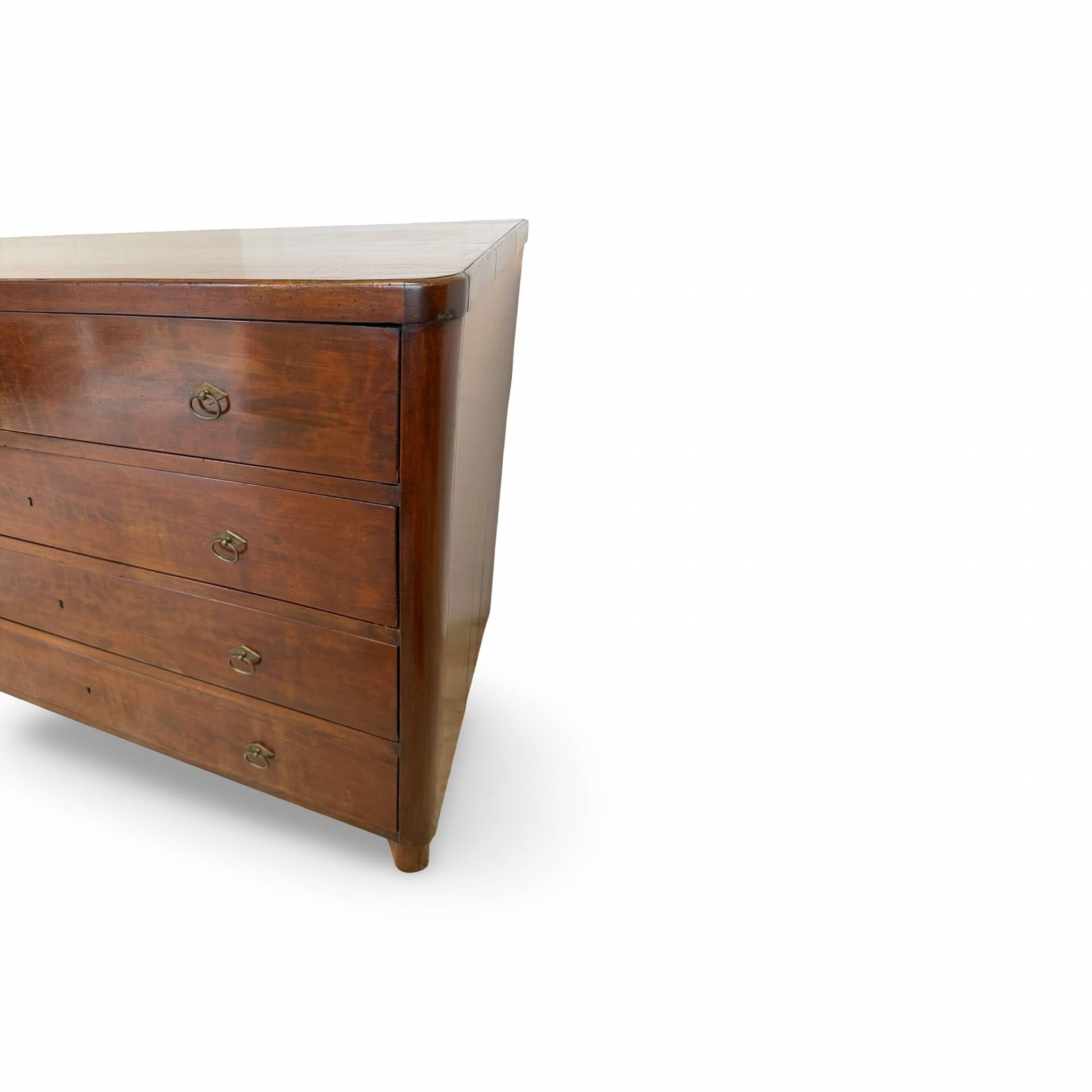 Italian art deco burl walnut chest of drawers, 1850s.